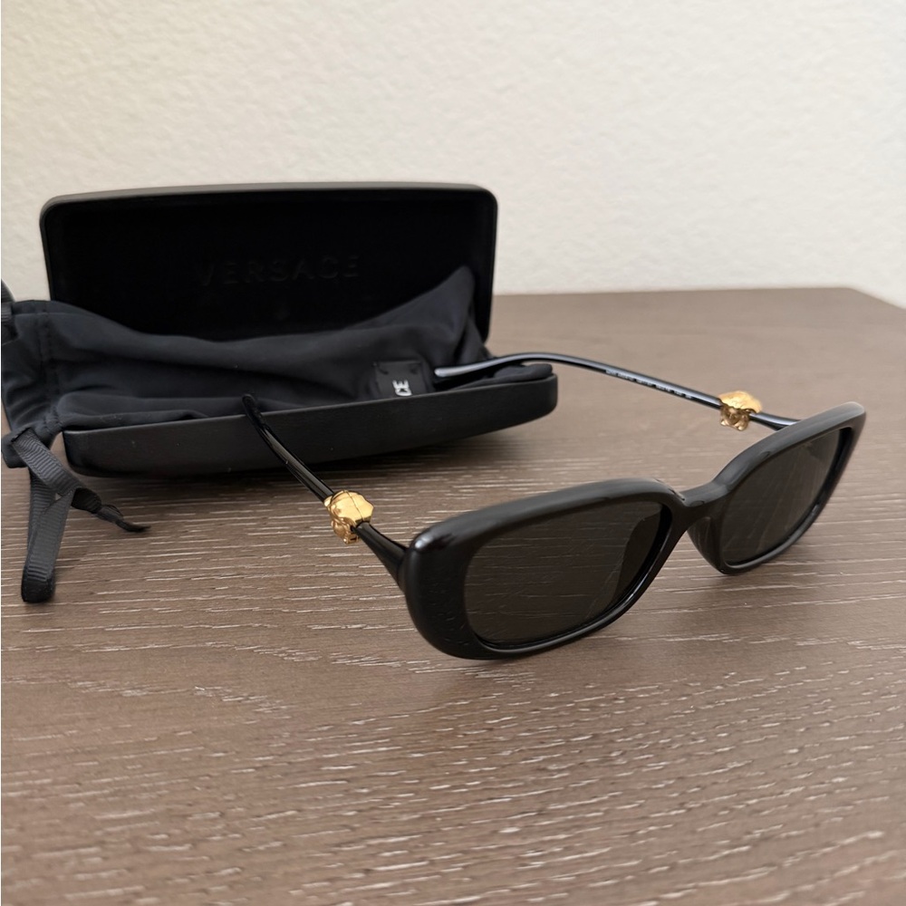 Versace Black Sunglasses with Gold Details